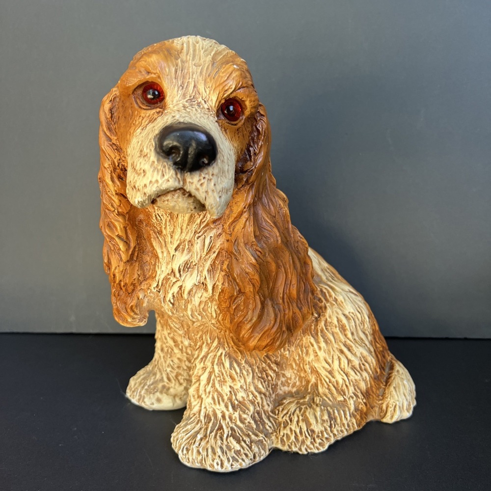 VTG Universal Statuary Cocker Spaniel 1983 Sculpture Figurine Resin Glass Eyes
